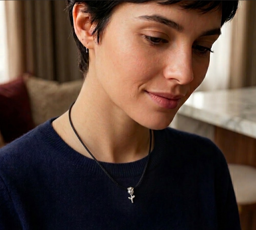 Collar Rosa Eterna en Plata Sólida - Mondrashop