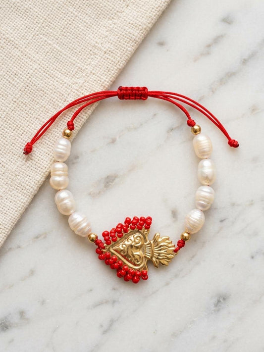 Pulsera de hilo con perlas - Mondrashop