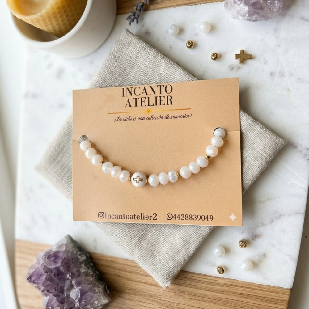 Pulsera Cruz Beige - Mondrashop